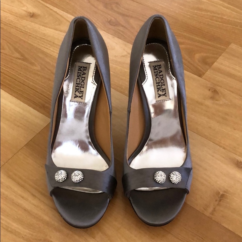 Badgley Mischka Satin Peeptoe Heels